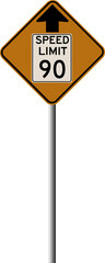 Speed Limit 90 Sign Ahead Road Safety