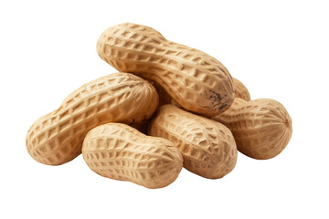 Peanuts isolated on transparent or white background. Natural food ingredient perfect for healthy diet, snack, packaging design, and culinary projects.