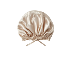 Luxurious Champagne Silk Sleep Cap for Hair Protection and Enhanced Beauty Rest on Isolated