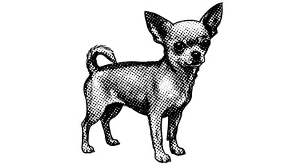 Black and White Halftone Dog Illustrations Collection