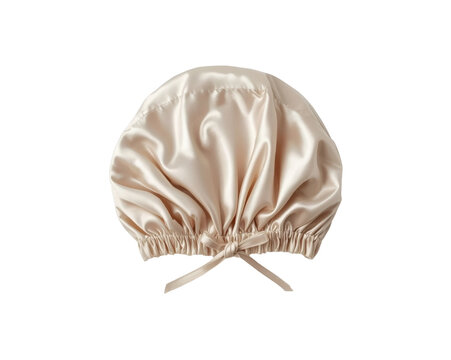 Luxurious Champagne Silk Sleep Cap for Hair Protection and Enhanced Beauty Rest on Isolated