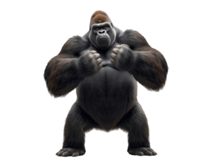 Majestic Silverback Gorilla Portraying Power and Dignity on a Dramatic Isolated Display