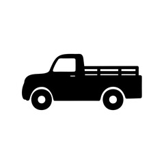Simple black silhouette illustration of an old style pickup truck design