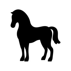 Silhouette of a Standing Horse with Black Coat and Strong Musculature