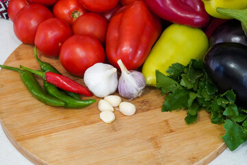 fresh vegetables on a wooden table