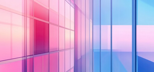 Colorful abstract reflections in a glass structure