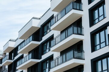 Modern apartment building with multiple balconies