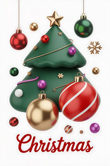 Christmas tree with colorful ornaments.

