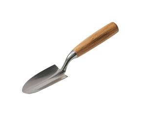 Fototapeta premium Studio Image of an Elegant Garden Trowel with Polished Metal Blade and Wooden Handle