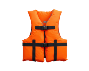 Studio Shot of an Orange Life Vest Against a Simple, Clean, Minimal, and Professional Setting