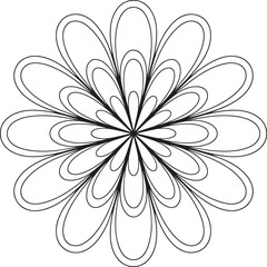 Abstract Floral Design with Elongated Petals on Transparent Backdrop Design Element Artwork