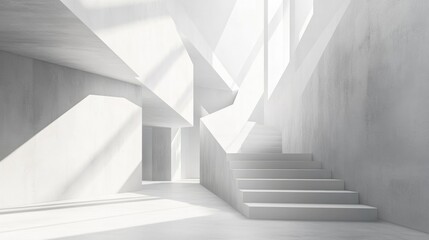 Obraz premium Bright white staircase in a contemporary space