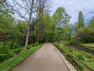 Pathway along canal in green park