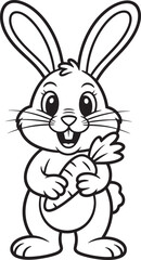 Cheerful Bunny A Delightful Rabbit Illustration Holding a Carrot with a Playful Expression