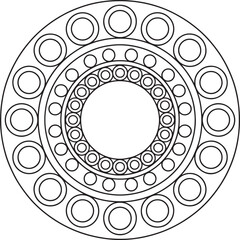 Circular Pattern of Concentric Rings with Repeating Circles for Coloring and Design Projects