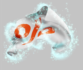 percent, sale, vector 3d flag in whirlwind of magical radiance