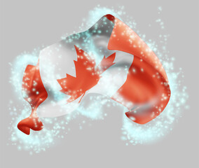 Canada, vector 3d flag in whirlwind of magical radiance