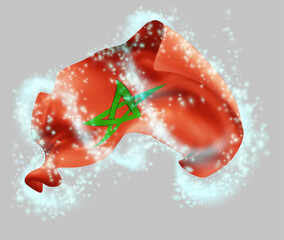 Morocco, vector 3d flag in whirlwind of magical radiance