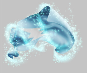 Electroneum, vector 3d flag in whirlwind of magical radiance