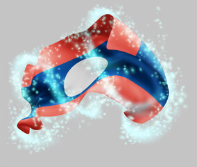 Laos, vector 3d flag in whirlwind of magical radiance