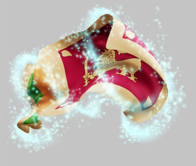 Sri Lanka, vector 3d flag in whirlwind of magical radiance