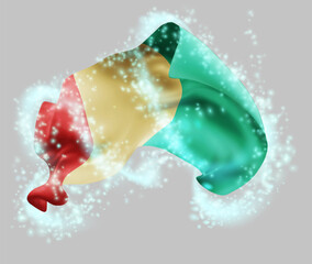 Guinea, vector 3d flag in whirlwind of magical radiance