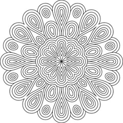 Detailed Floral Petal Pattern Outline Illustration for Coloring and Design Projects