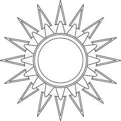 Detailed Sunburst Vector Design with Sharp Rays and Circular Center for Creative Projects