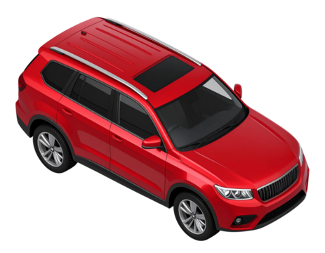  Isometric Red SUV, 3D Render, Technical Visualization, Isolated.