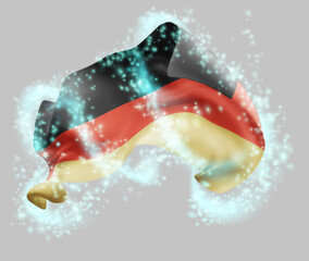 Germany, vector 3d flag in whirlwind of magical radiance