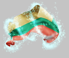 Lithuania, vector 3d flag in whirlwind of magical radiance