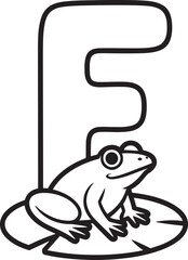 Letter F with Frog Illustration for Educational Purposes and Children's Learning Material