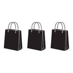 Three black shopping bags in a row retail commerce