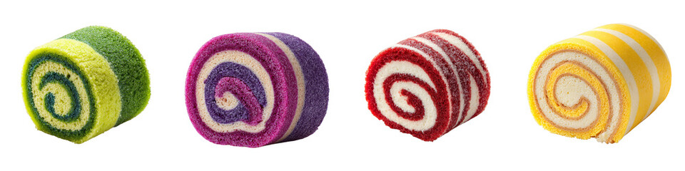 Colorful kitchen sponges spiral shape vibrant texture on transparent background
