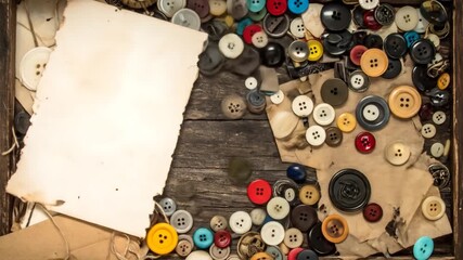 Vintage sewing supplies on a wooden surface - Powered by Adobe