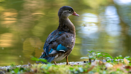 great crested grebe in water