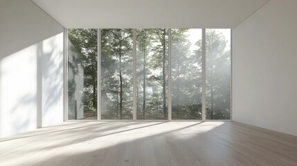 Fototapeta premium Modern interior with big glass windows