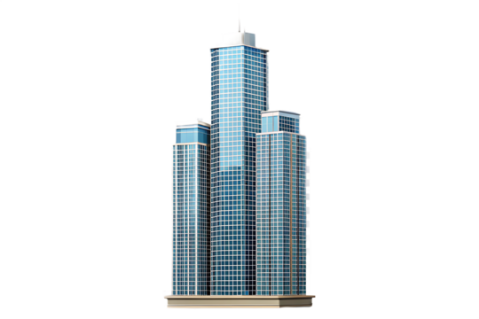 Modern glass skyscrapers cluster isolated on a transparent background - Powered by Adobe