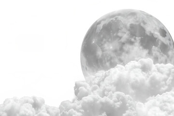 Moon behind clouds with abstract background isolated on a transparent background