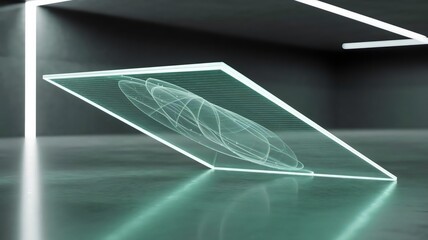 Futuristic holographic panel glowing cyan – Ideal for AR/VR branding, futuristic UI design, or tech innovation projects