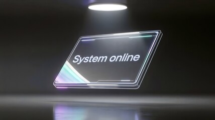 Floating holographic panel with "System Online" text – Suitable for cybersecurity, digital systems, or futuristic branding