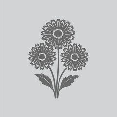 Daisy Blooming Black Botanical Artwork