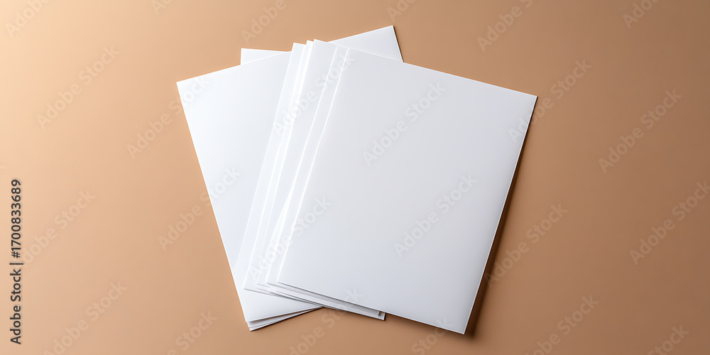 Poster stack of white paper sheets on a solid background, simple and versatile, perfect for various project