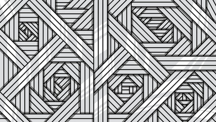 A modern geometric seamless pattern created with overlapping line stripes forming abstract square. Vector Illustrations