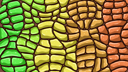 Brick doodle Background. Yellow, green, Soft Brown and dark brown. Vector Illustrations