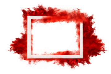 Red powder explosion frame isolated on a transparent background