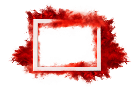 Red powder explosion frame isolated on a transparent background