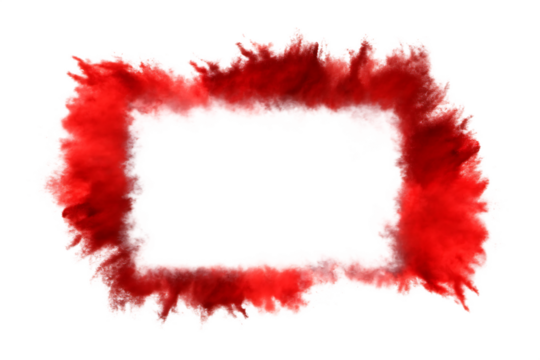 Red smoke ring isolated on a transparent background