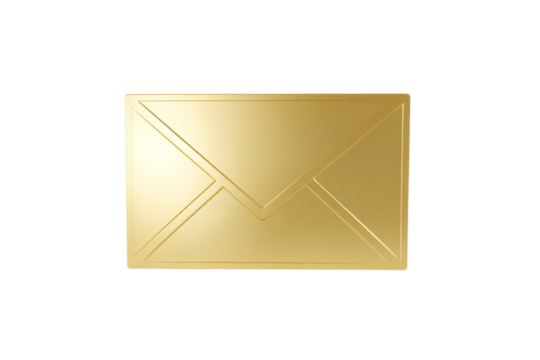 A gold envelope with a white background