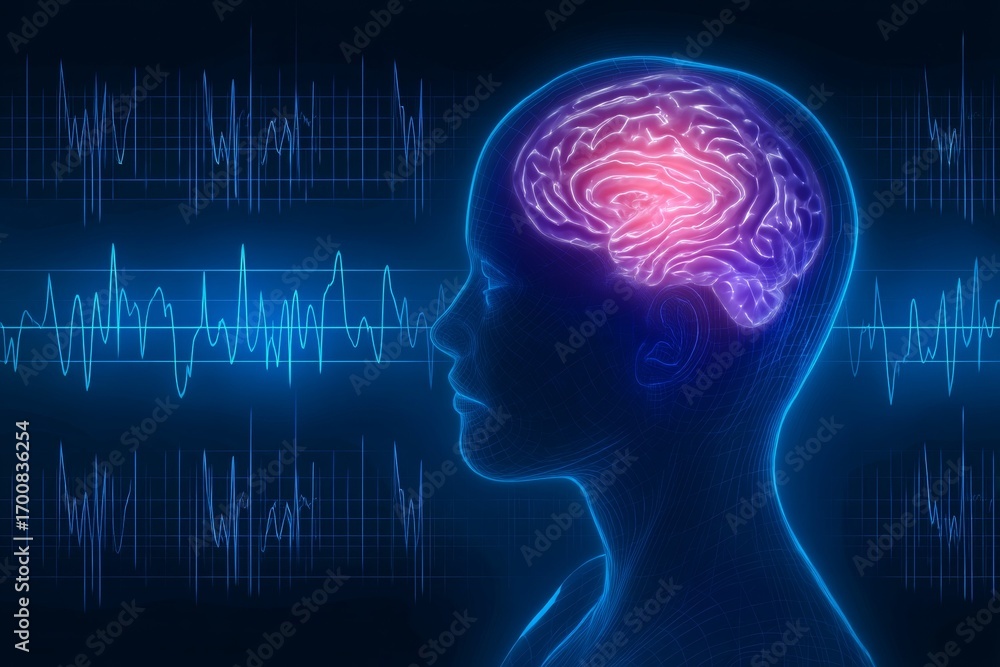 Poster digital brainwaves visualization of human brain activity